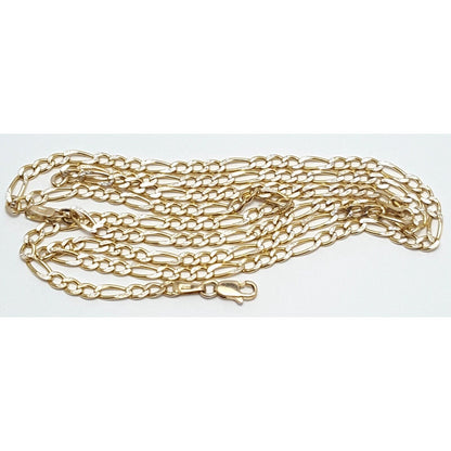 14K Two Tone Gold Diamond Cut Figaro Link Chain Necklace