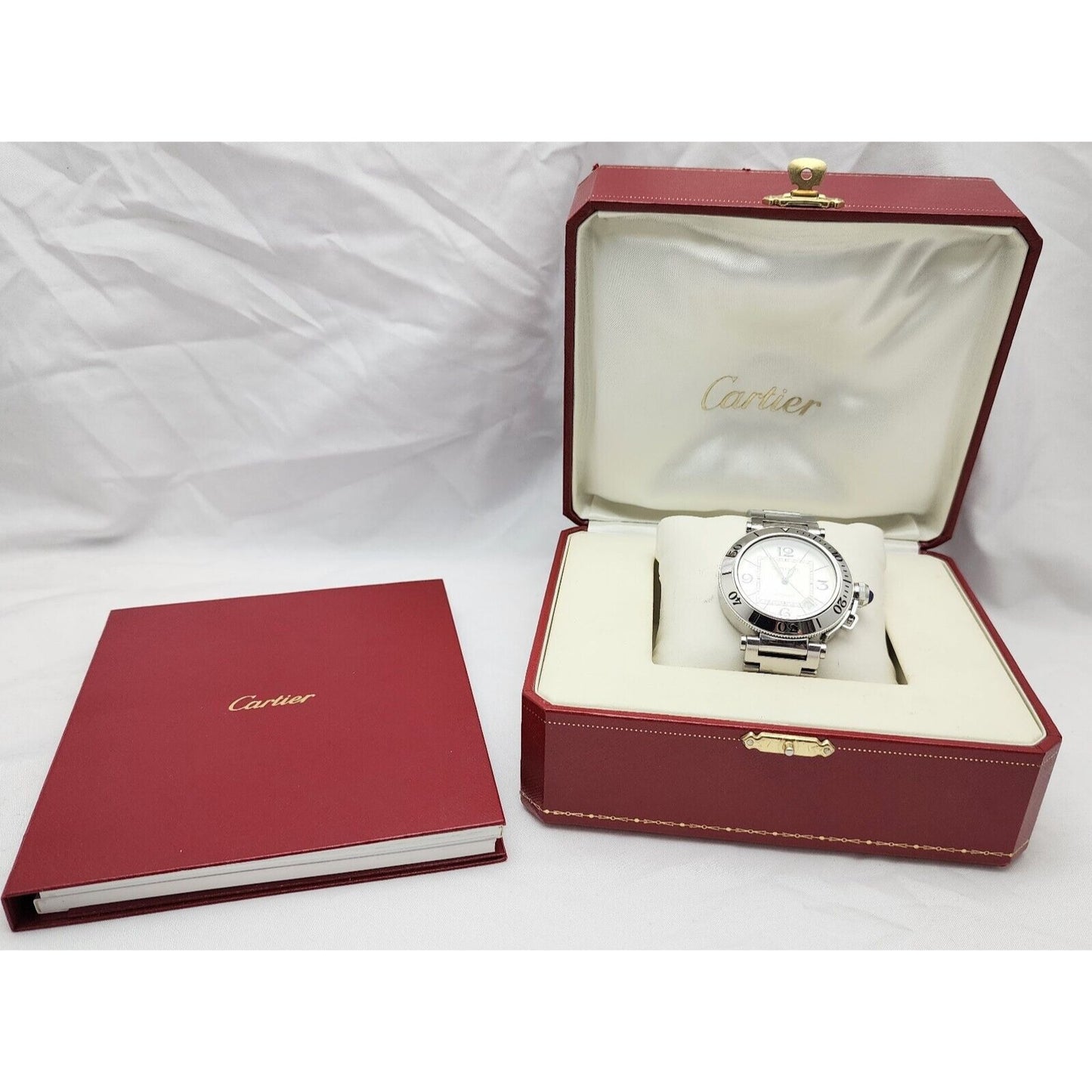 Cartier Pasha Seatimer Watch Ref. 2790 Automatic Stainless 40mm White Dial Watch