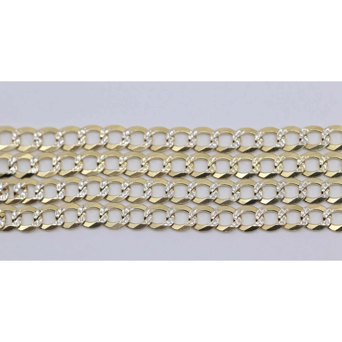 14K Two Tone Gold Diamond Cut Cuban Link Chain Necklace