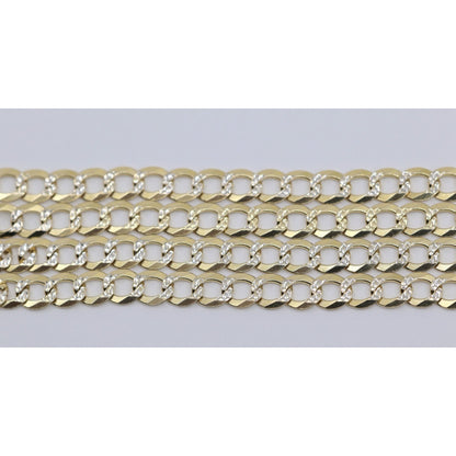 14K Two Tone Gold Diamond Cut Cuban Link Chain Necklace