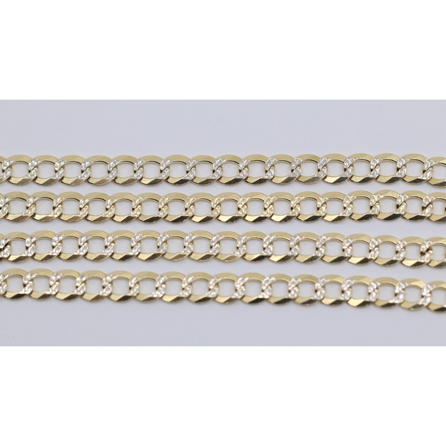 14K Two Tone Gold Diamond Cut Cuban Link Chain Necklace
