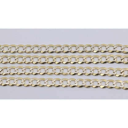 14K Two Tone Gold Diamond Cut Cuban Link Chain Necklace