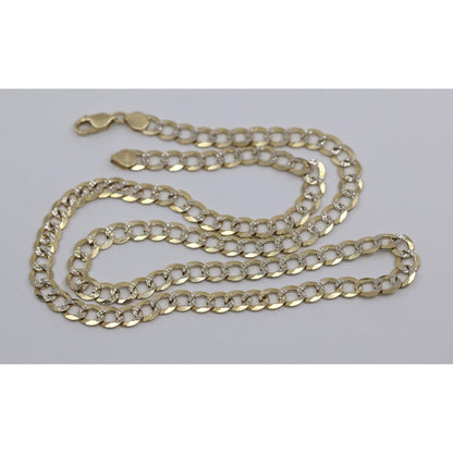 14K Two Tone Gold Diamond Cut Cuban Link Chain Necklace