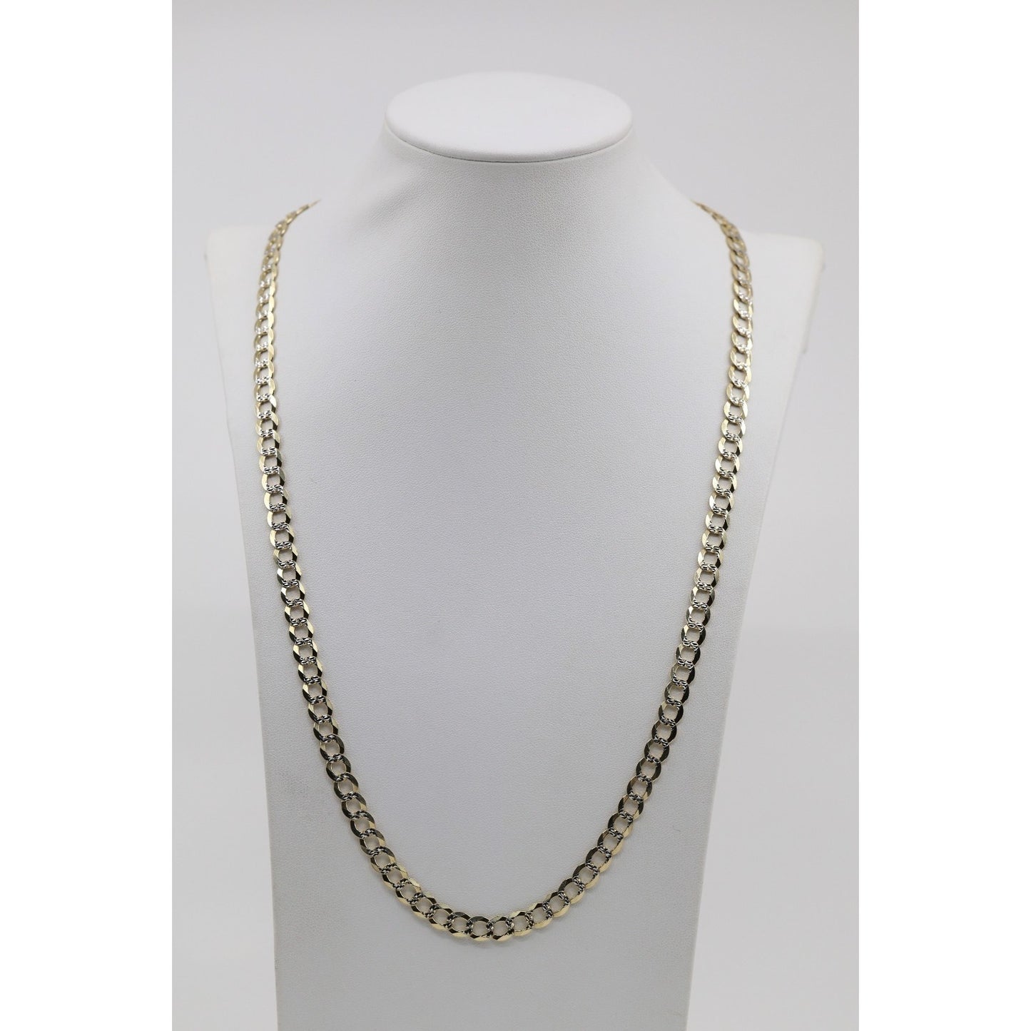 14K Two Tone Gold Diamond Cut Cuban Link Chain Necklace