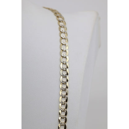 14K Two Tone Gold Diamond Cut Cuban Link Chain Necklace