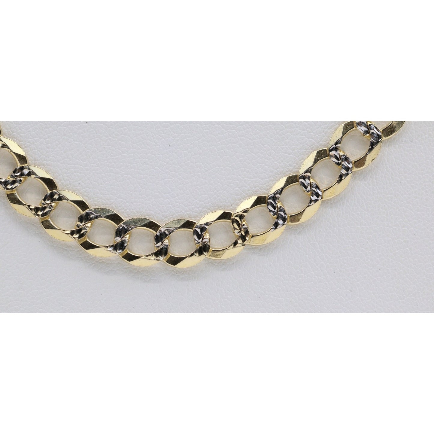 14K Two Tone Gold Diamond Cut Cuban Link Chain Necklace