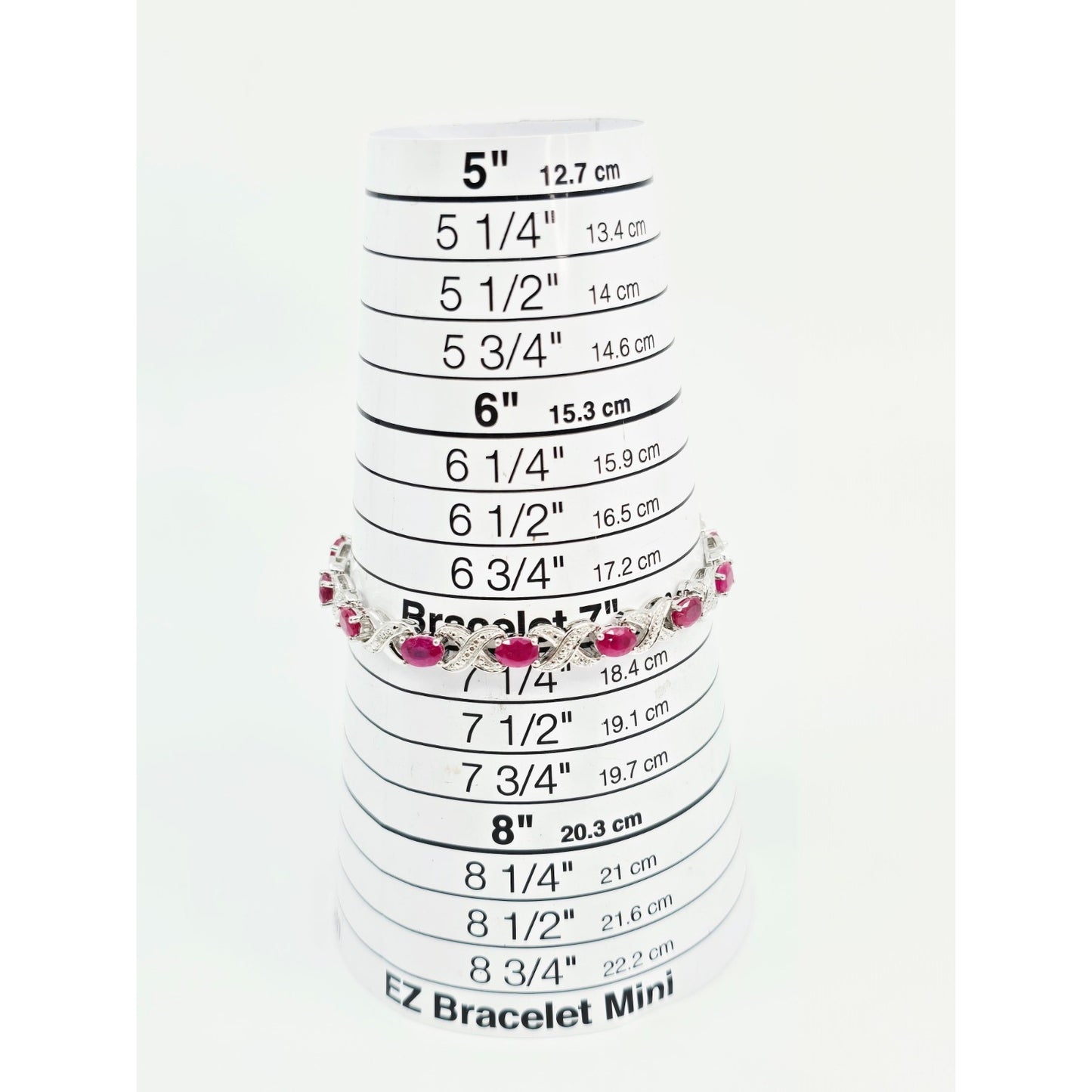 925 Sterling Silver Rhodium Plated Ruby Tennis Link Bracelet