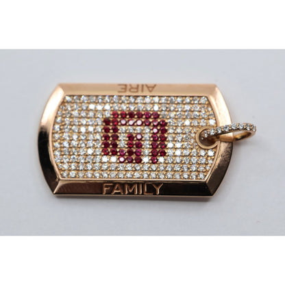 Chris Aire 18K Red Rose Gold Diamond & Ruby " G " Dog Tag Pendant 0.85ct 16.8g