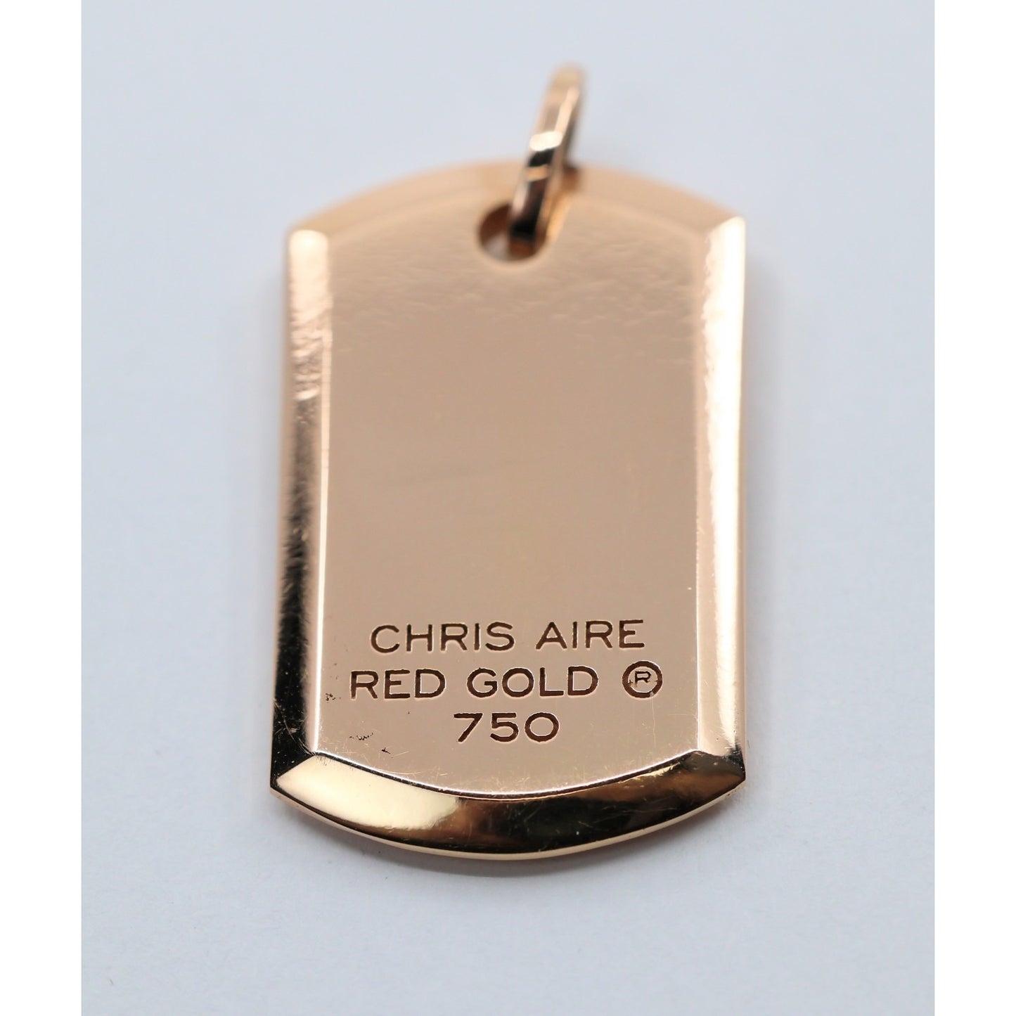 Chris Aire 18K Red Rose Gold Diamond & Ruby " G " Dog Tag Pendant 0.85ct 16.8g