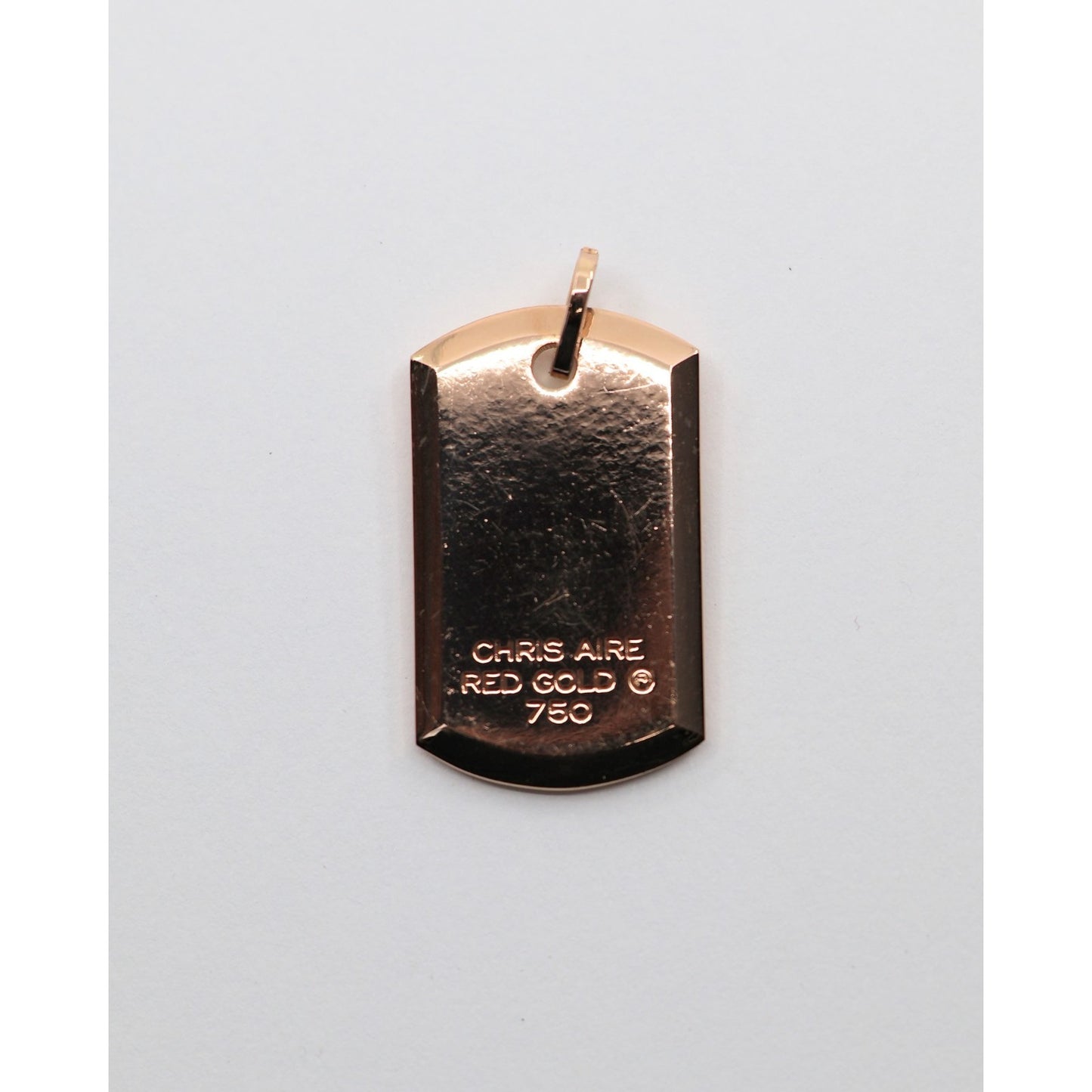 Chris Aire 18K Red Rose Gold Diamond & Ruby " G " Dog Tag Pendant 0.85ct 16.8g