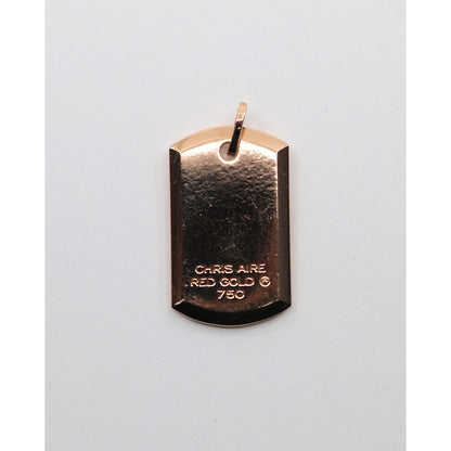 Chris Aire 18K Red Rose Gold Diamond & Ruby " G " Dog Tag Pendant 0.85ct 16.8g