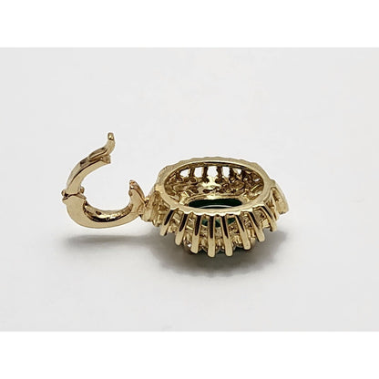 14K Yellow Gold Emerald & Diamond Drop Charm Pendant