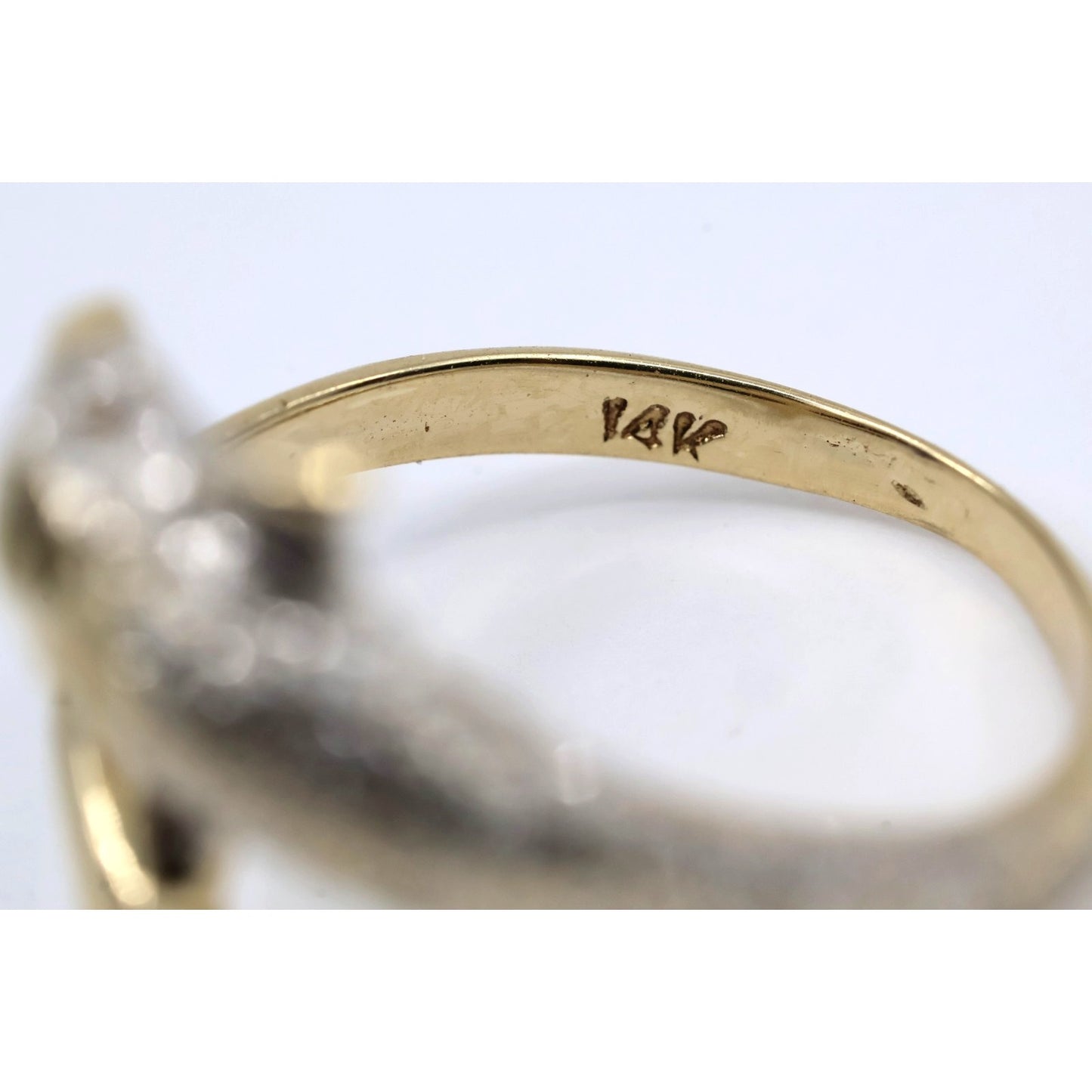 14K Two Tone Gold Diamond Cut Dolphin Ring