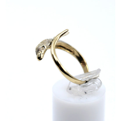 14K Two Tone Gold Diamond Cut Dolphin Ring