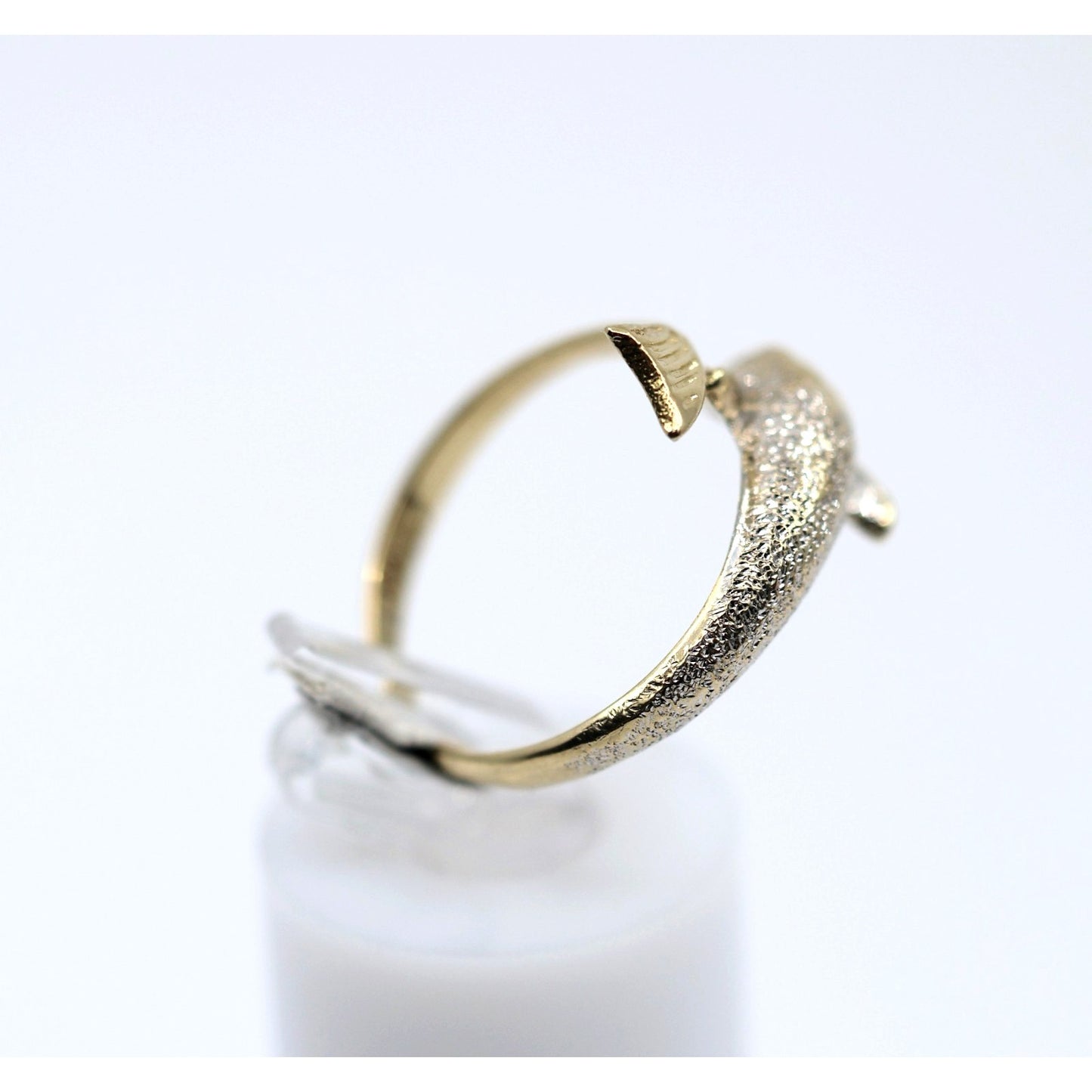 14K Two Tone Gold Diamond Cut Dolphin Ring