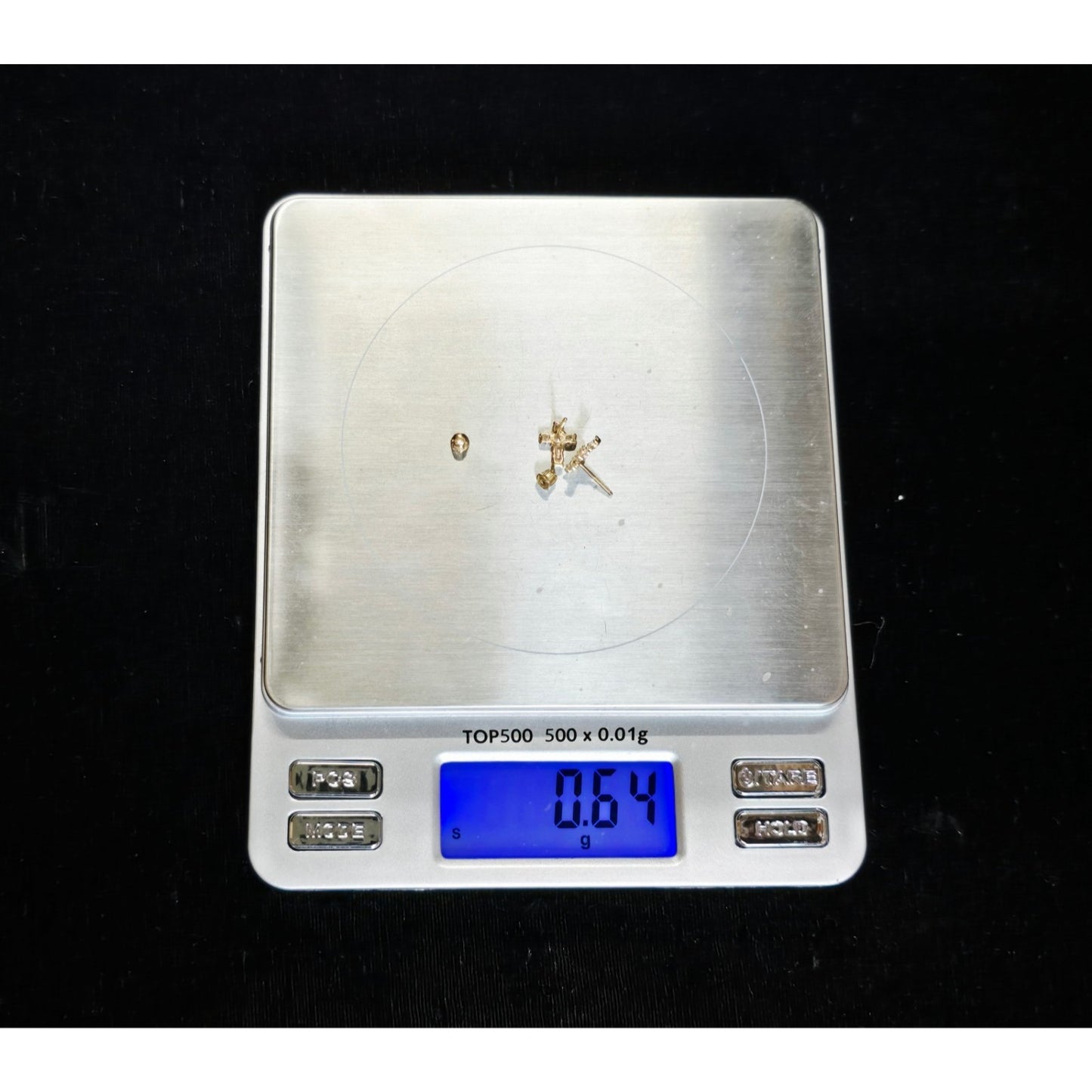 Tiny 14K Yellow Gold Cross Shaped CZ Stud Earrings