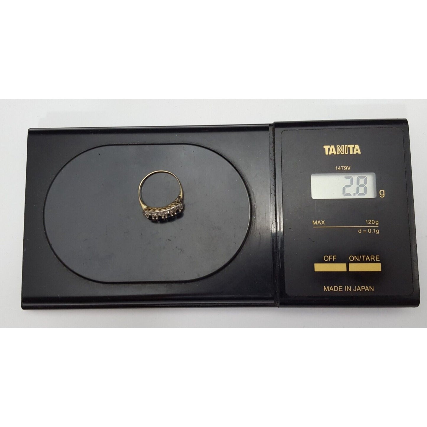 Vintage 14K Two Tone Gold Round Cut Sapphire & Diamond Ring