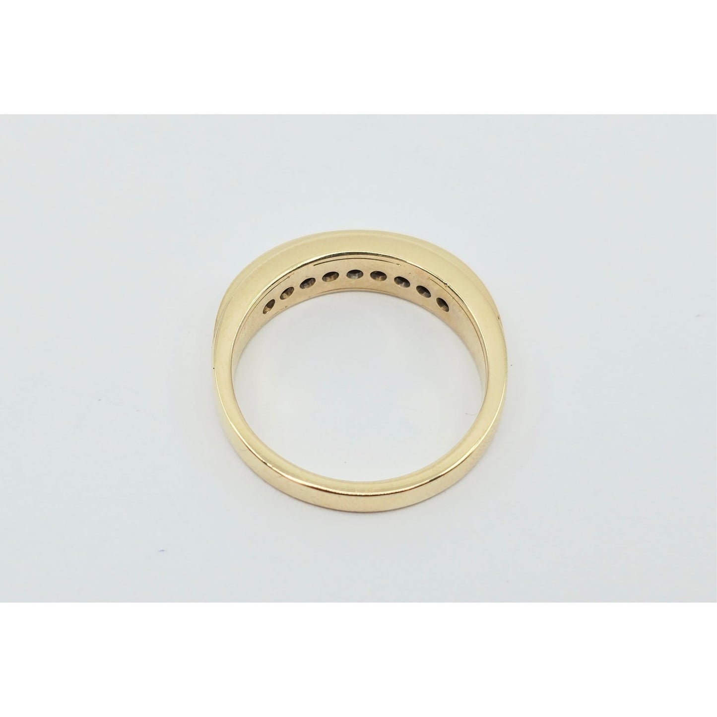 14K Yellow Gold Single Row Diamond Wedding Band Ring