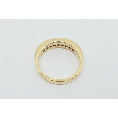 14K Yellow Gold Single Row Diamond Wedding Band Ring