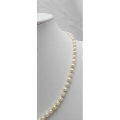 14K White Gold Pearl Choker Bead Ball Necklace