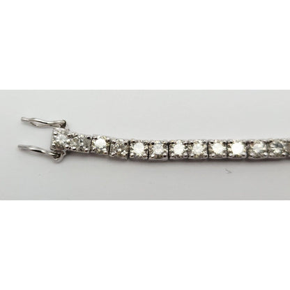 14K Solid White Gold Round Cut Diamond Tennis Link Bracelet