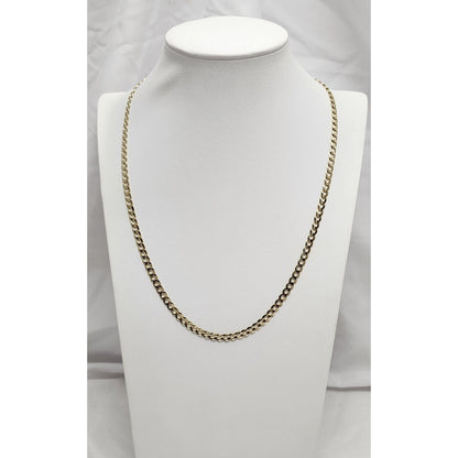 10K Yellow Gold Diamond Cut Cuban Link Chain Necklace