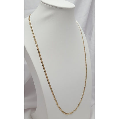 14K Tri Tone Gold Diamond Cut Mariner Link Chain Necklace