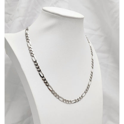 14K White Gold Figaro Link Chain Necklace