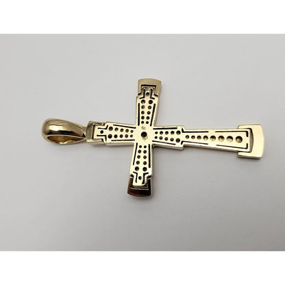 14K Yellow Gold Religious Diamond Motion Cross Charm Pendant