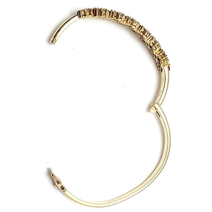 14K Solid Yellow Gold Designer Ruby & Diamond Bangle Bracelet