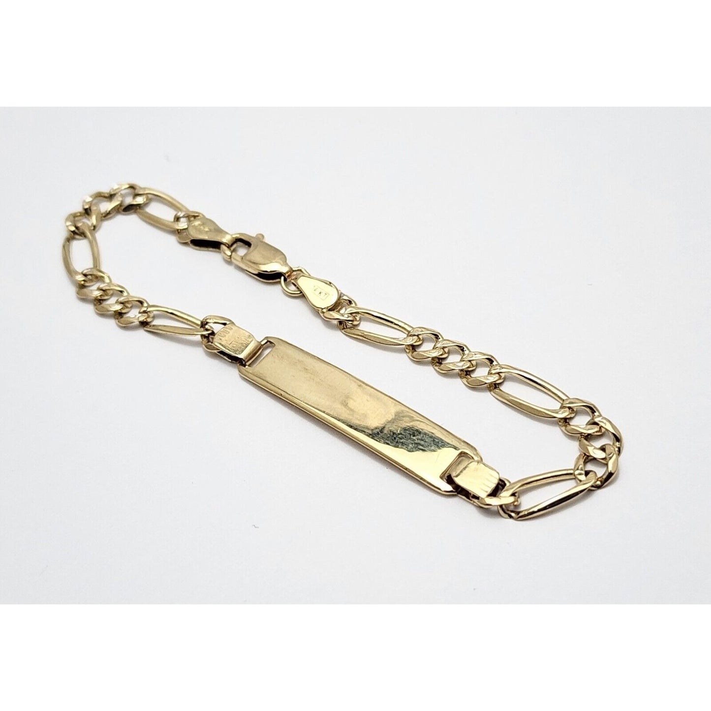 14K Yellow Gold Figaro Link ID Bracelet