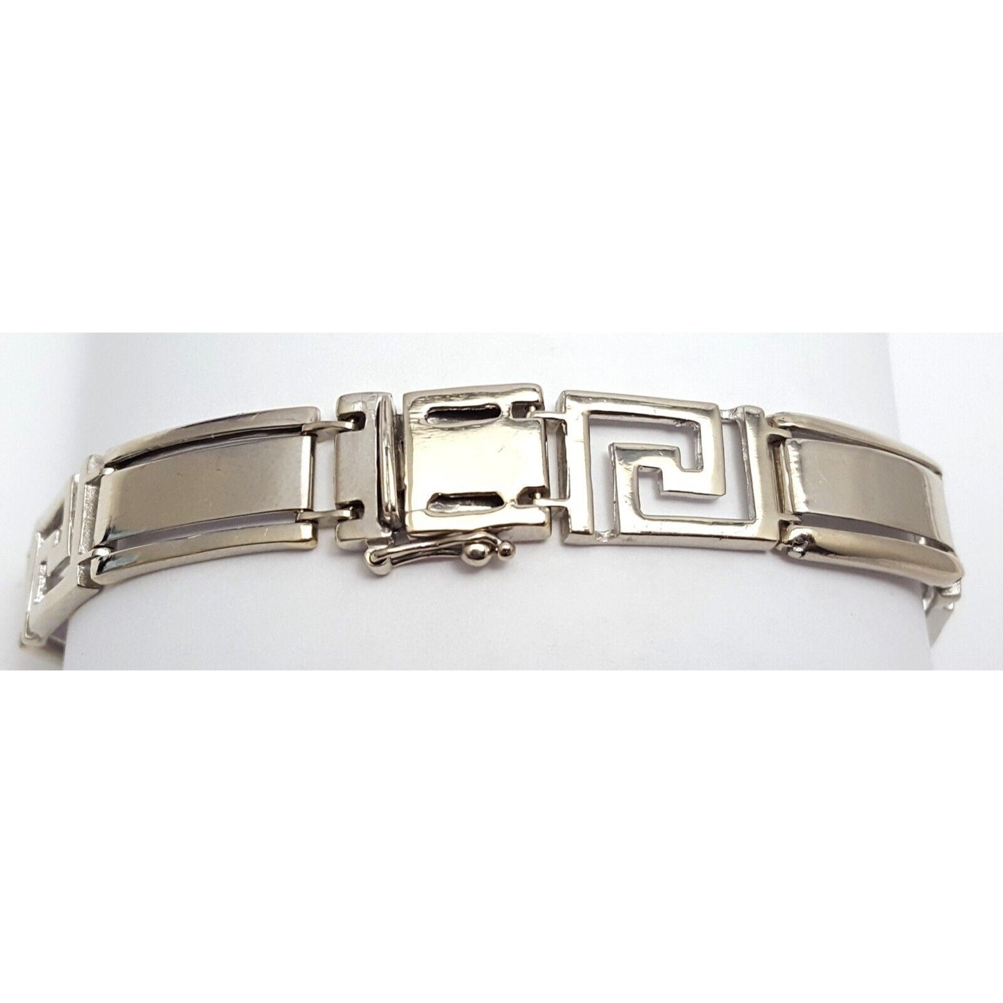 14K Solid White Gold Fancy Link Bracelet