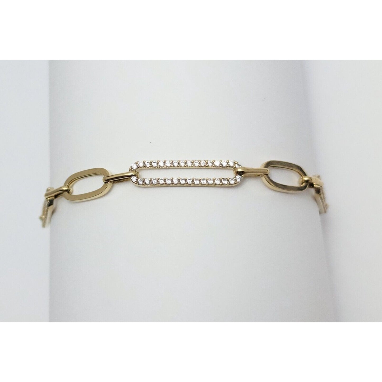 14K Solid Yellow Gold Resizable Paperclip Style Bracelet