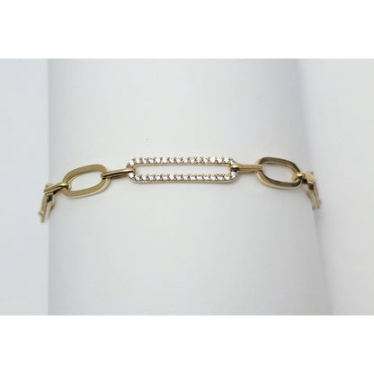 14K Solid Yellow Gold Resizable Paperclip Style Bracelet