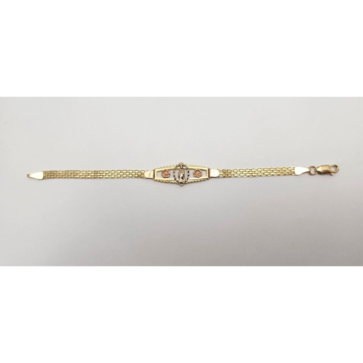 14K Solid Tri Color Gold Saint Mary Guadalupe Bracelet