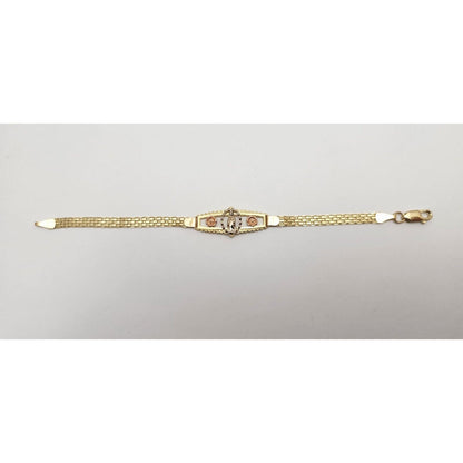 14K Solid Tri Color Gold Saint Mary Guadalupe Bracelet