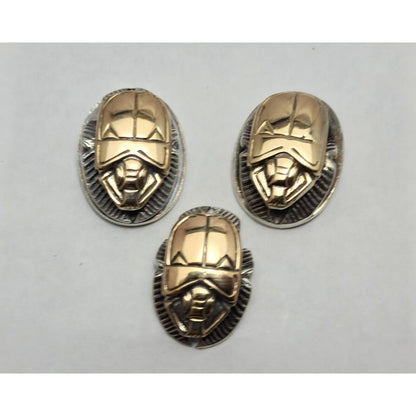 Allan Adler Sterling Silver & GP Scarab Cufflinks & Pin Silversmith to the Stars