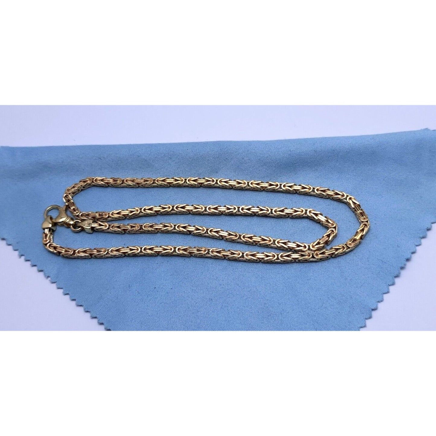 14K Yellow Gold Square Byzantine Link Chain Necklace