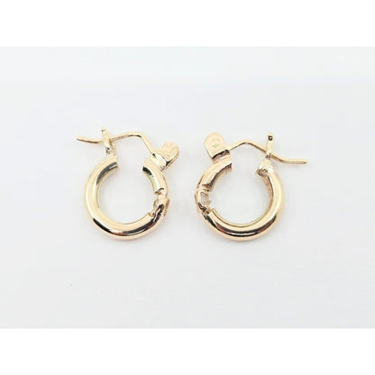 Small 14K Yellow Gold Hinged Hoop CZ Earrings