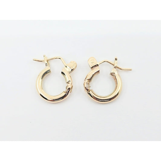 Small 14K Yellow Gold Hinged Hoop CZ Earrings