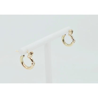 Small 14K Yellow Gold Hinged Hoop CZ Earrings