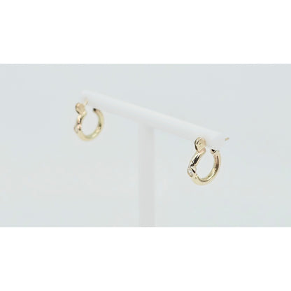 Small 14K Yellow Gold Hinged Hoop CZ Earrings