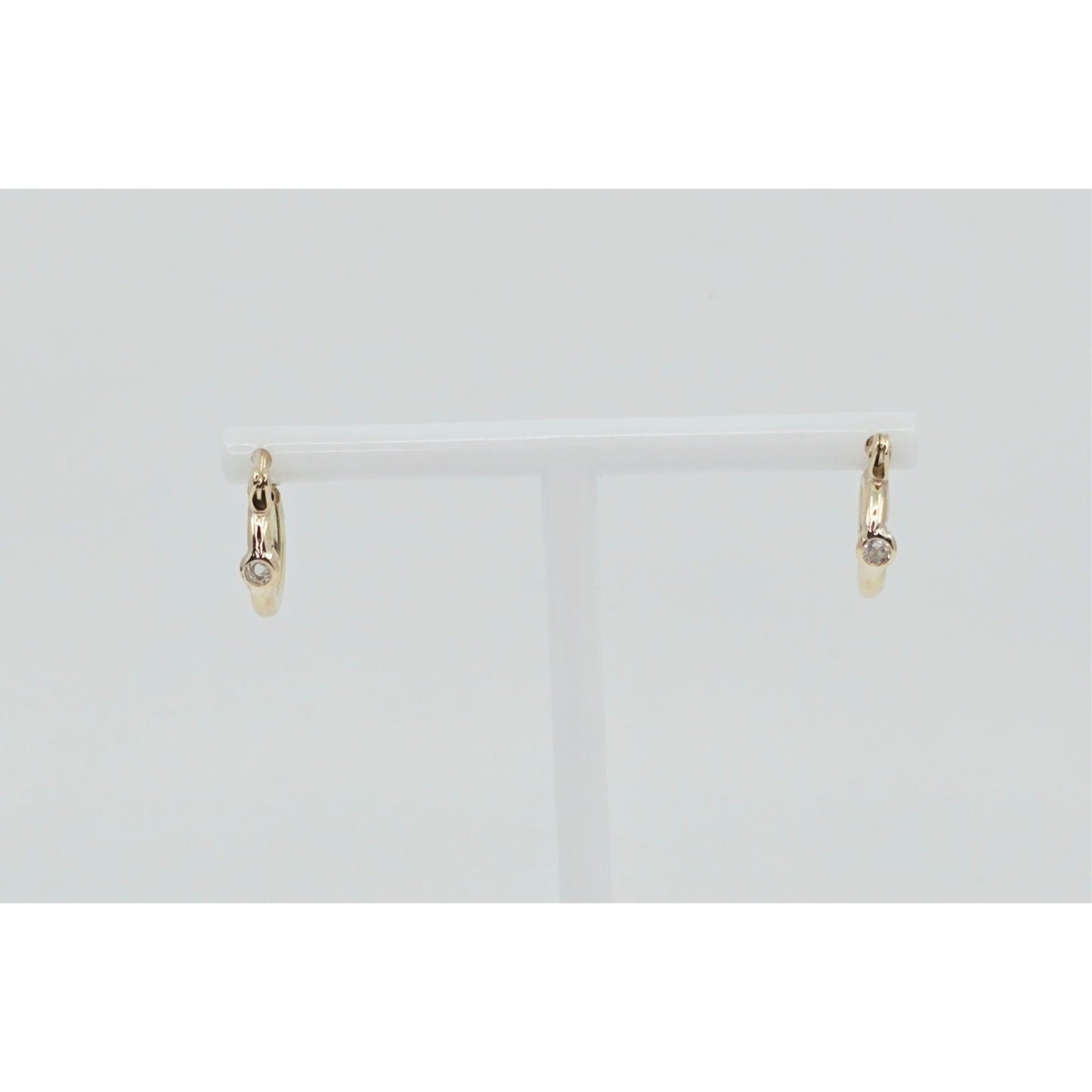 Small 14K Yellow Gold Hinged Hoop CZ Earrings