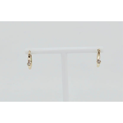 Small 14K Yellow Gold Hinged Hoop CZ Earrings