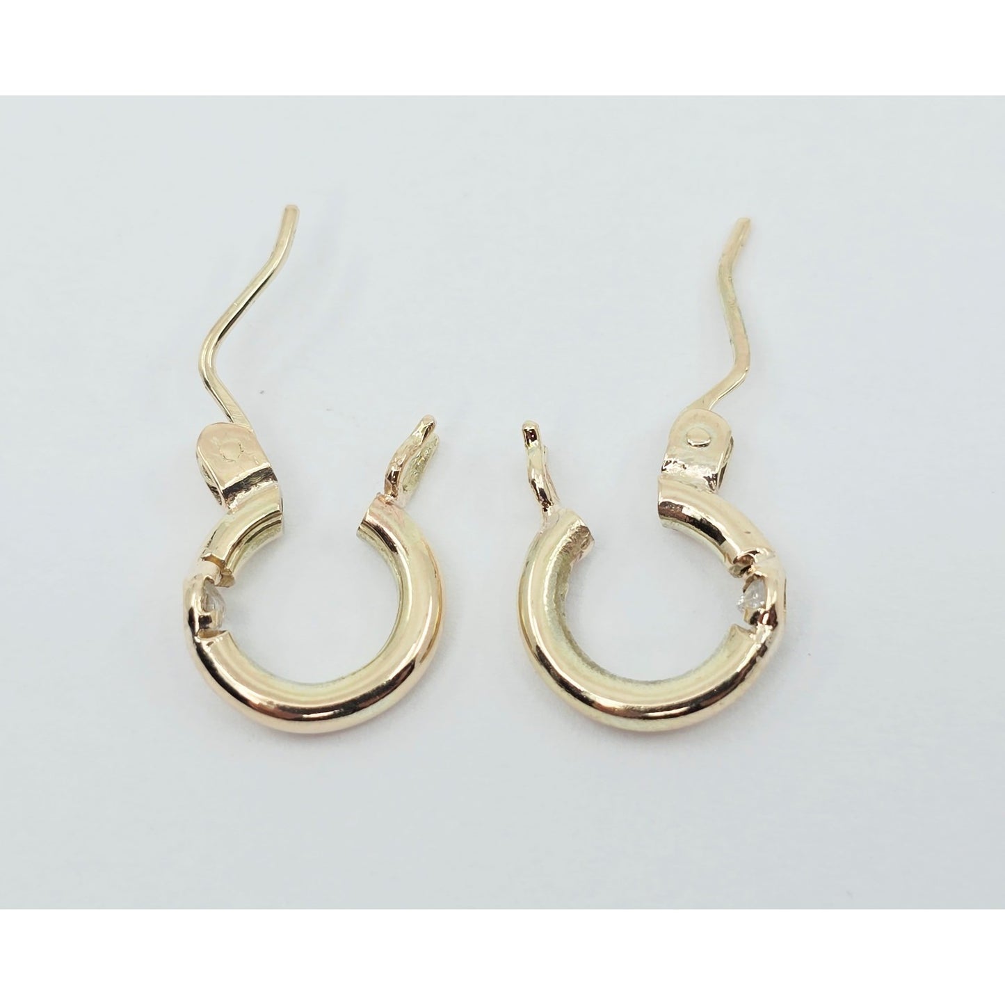 Small 14K Yellow Gold Hinged Hoop CZ Earrings