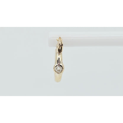 Small 14K Yellow Gold Hinged Hoop CZ Earrings