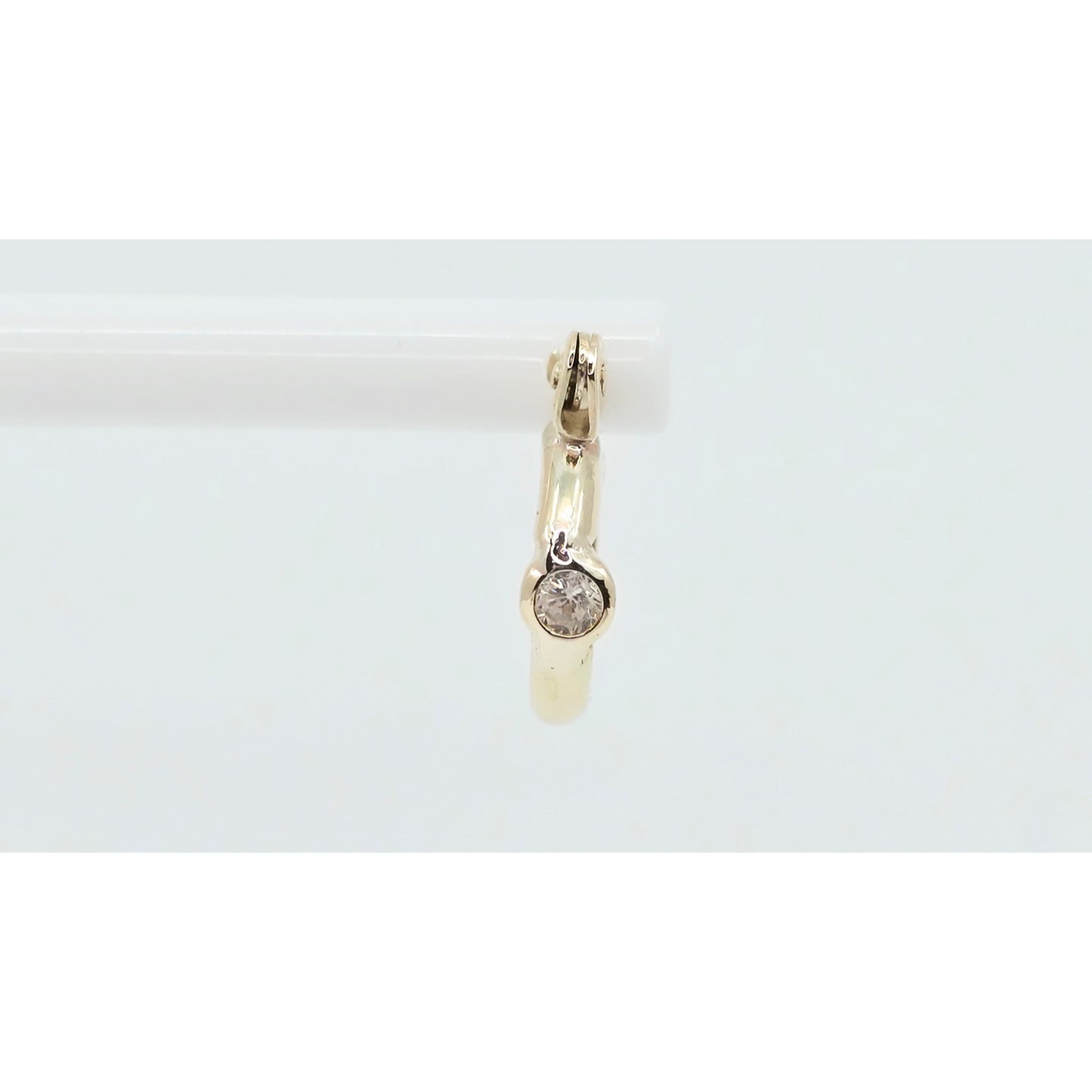 Small 14K Yellow Gold Hinged Hoop CZ Earrings