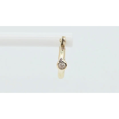 Small 14K Yellow Gold Hinged Hoop CZ Earrings