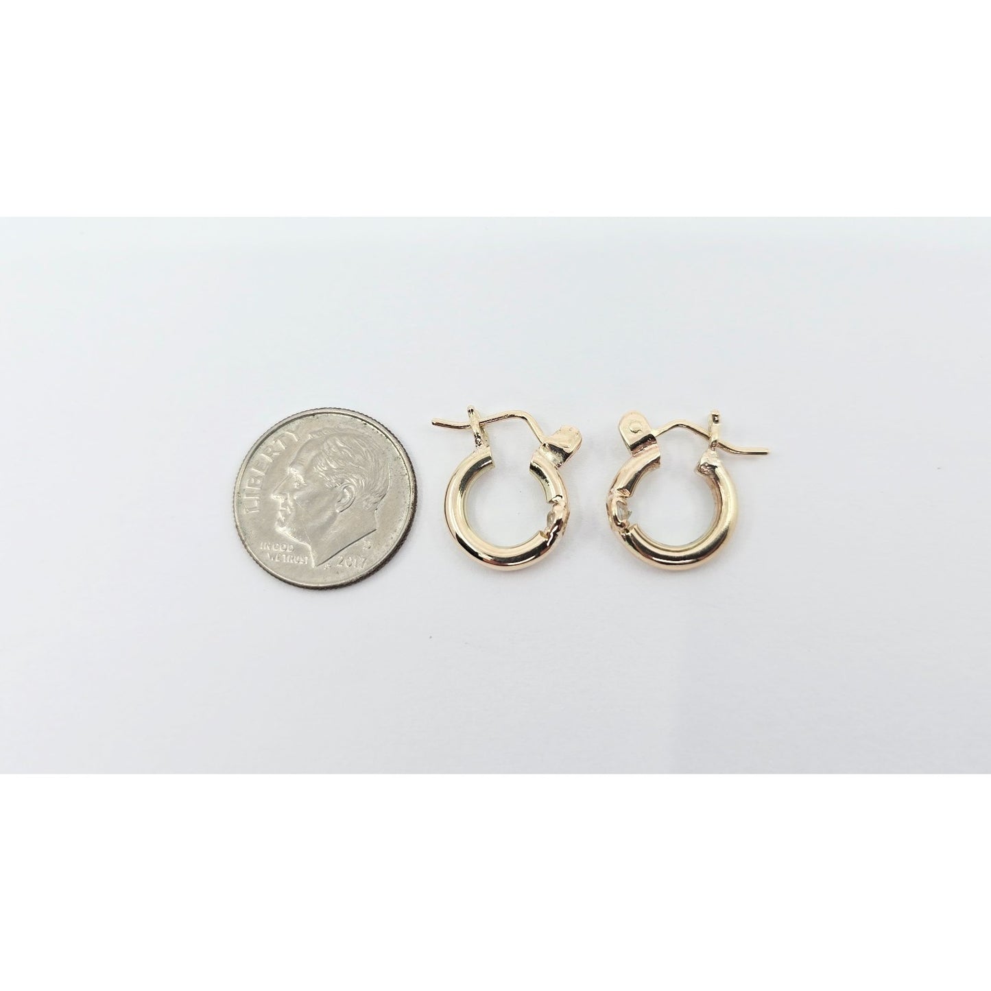 Small 14K Yellow Gold Hinged Hoop CZ Earrings