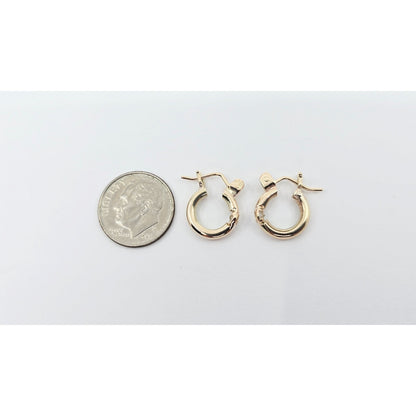 Small 14K Yellow Gold Hinged Hoop CZ Earrings